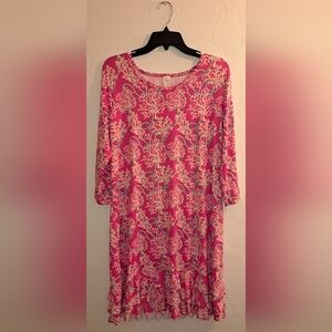 Lulu B 3/4 Sleeve Ruffle Dress (Sleeve & Hem Ruffle Accents) Size L UPF 50